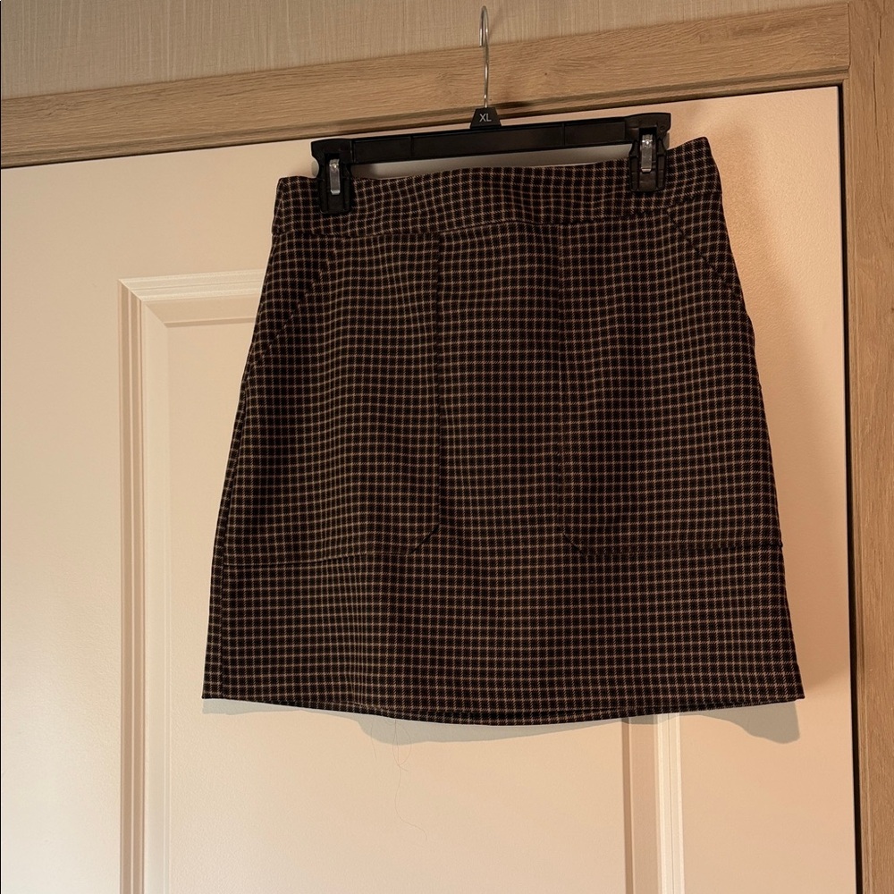 Banana Republic Dark Brown Grid Mini Skirt